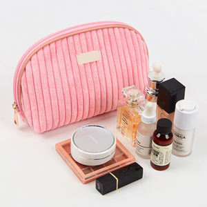 Sac cosmétique mini pliable en velours côtelé doux, grand format, durable, avec fermeture éclair, personnalisable avec logo, prix d'usine, pour bonbons, mode, portable, extérieur - Product Image 6
