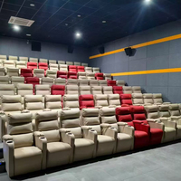 Sofá Eléctrico de Cuero Genuino de Lujo para Cine, Iglesia o Comercio, con Portavasos Reclinable