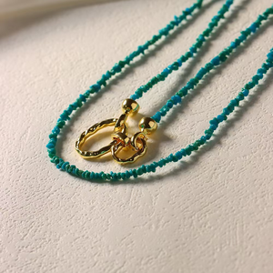 قلادة من حجر الفيروز الأزرق الملاكي، مصنوعة يدويًا، بطول 40 سم، حجر منحوت، هدية عيد الميلاد، صندوق هدايا، صنع في الصين، FUJ - Product Image 2