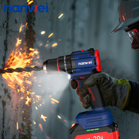 Perceuse sans fil Nanwei 21V à couple puissant, batterie au lithium, perceuse électrique durable, tournevis, embout de perceuse de qualité industrielle, mandrin 1/2 pouce