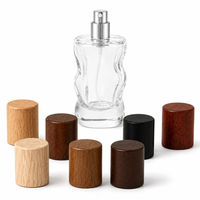 Flacon de parfum en verre sculpté de 50 ml avec bouchon en bois, conteneur vide pour vaporisateur de parfum, emballage personnalisé avec logo