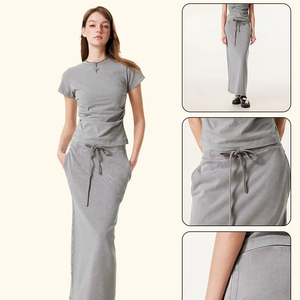 Elegante Falda Recta de Estilo Vintage para Mujer, Primavera, Casual, Nueva Tendencia de Moda, Transpirable, de Algodón, Lavado Industrial, Color Sólido - Product Image 4