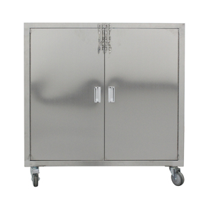 Chariot d'infirmière moderne en acier inoxydable à 2 portes et 4 roulettes, durable, pour usage <span class=keywords><strong>clinique</strong></span> - Product Image 1