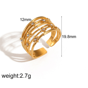 Anillos de Oro para Mujer, Acero Inoxidable, Cristal, Perla, Anillo Abierto Ajustable, Apilable, Delicado, Estilo Bohemio, Vintage, Joyería de Moda, Regalo - Product Image 6