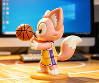 Niedliche Rosa Fuchs-Basketballspieler PVC Sammelfigur 8cm Anpassbare Kinder-Schreibtischdekoration & Sport-Werbegeschenk Spielzeug