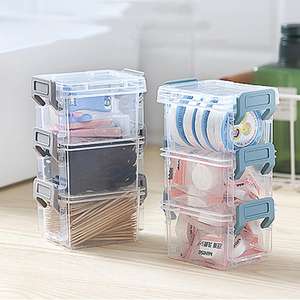 Scatola di Plastica Trasparente a 3 Strati con Coperchio, Contenitore Portatile Impilabile per Ufficio e <span class=keywords><strong>Casa</strong></span> - Product Image 3