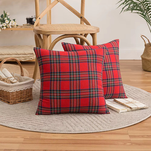 Manufacturer Well Made New Christmas <b>Red</b> Plaid Pillow Covers Decorative Holiday <b>Throw</b> Pillow Covers - Product Image 2