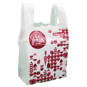Tek kullanımlık özel renk plastik T-shirt süpermarket alışveriş çantaları