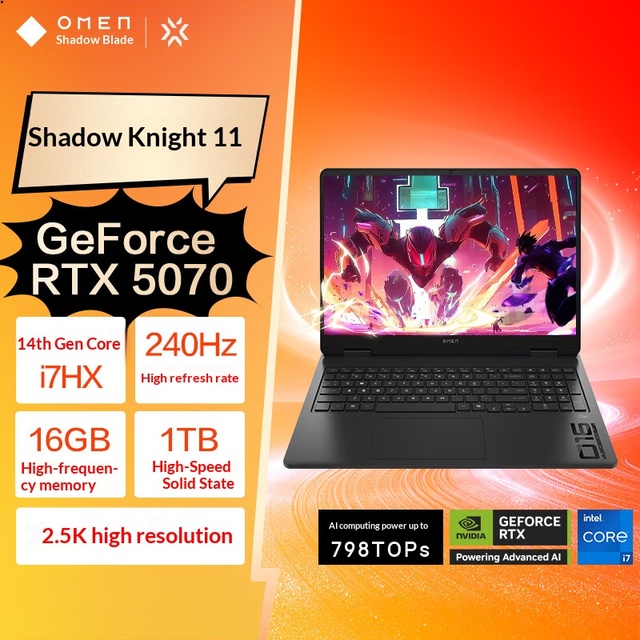 HPs Omen 11 Gaming Laptop (14th Gen Intel Core I7-14650HX RTX 5070 16-Core 16GB RAM 1TB SSD QHD 240Hz Windows 11 RGB Backlit