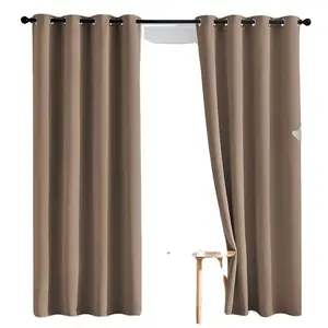 Cortinas opacas de poliéster, ojal, aislamiento térmico, para sala de estar, dormitorio, venta al por mayor