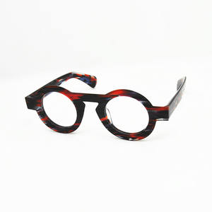 ベルギーのニッチデザイナーラウンドフレームメガネ、ラージサイズテオクラインブルー眼鏡 - Product Image 5