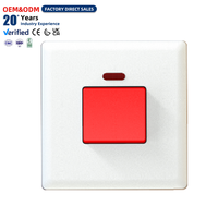 Interrupteur mural OEM 1 gang 45A pour cuisinière et climatiseur, avec voyant néon, pour appareils électroménagers haute puissance