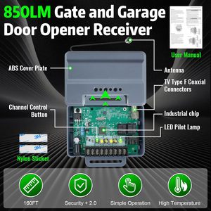 850lm thay thế phổ cửa nhà để xe Receiver 3CH tần số vô tuyến Cổng điều khiển từ xa nhà sản xuất 315/390Mhz - Product Image 6