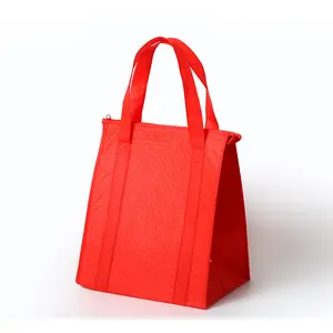防水环保铝箔保温泡沫红色促销礼品冷却器手提袋带拉链