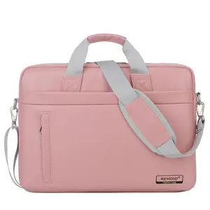 Fashion Real PU Leather Laptop Bag Wholesale Brown Pink Leather Laptop Bag USB Messenger Bag Laptop Satchel