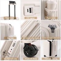 Valise à roulettes extensible grande capacité à ouverture latérale, avec serrure TSA, USB et antibactérienne, ensemble de bagages renforcés