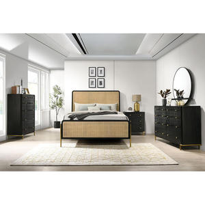 Black and Natural 5-Piece Queen Bedroom Set Wood <b>Convertible</b> Modern Design - Product Image 1