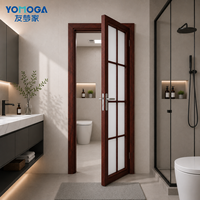 Porte de salle de bain battante en verre trempé minimaliste pour usage résidentiel – Vente directe usine Yomoga
