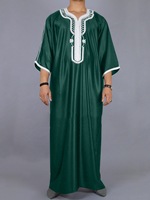Vente en gros d'usine : Thobe musulman pour hommes, personnalisé, avec broderie élégante, style décontracté, robe longue unie, Thobe arabe, Jubba pour hommes