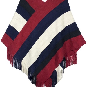 Châle tricoté pour femme, fourni directement par le fabricant, nouvelle mode, coloré, à rayures imprimées, en acrylique, tricoté chaîne - Product Image 1