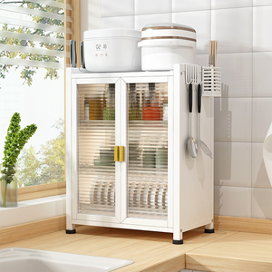 Armoire de séchage de vaisselle en métal à double porte, organisateur de rangement de cuisine anti-poussière pour assiettes, bols, tasses, organisation de la vaisselle sur le comptoir - Product Image 3