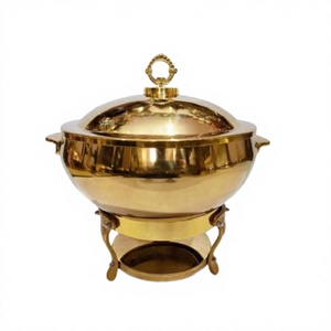 Recipiente para calentar comida tipo buffet de acero inoxidable, de la mejor calidad, forma redonda, color dorado, para proveedor mayorista. - Product Image 1