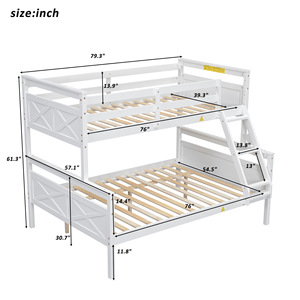White <b>Wooden</b> <b>Bunk</b> <b>Bed</b> Twin Size With Ladder And Safety Rail For Children Bedroom - Product Image 4