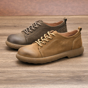 Chaussures bateau en cuir à lacets, bout rond, semelle extérieure en caoutchouc, semelle intermédiaire en EVA, respirantes, chaussures décontractées pour hommes, printemps - Product Image 3