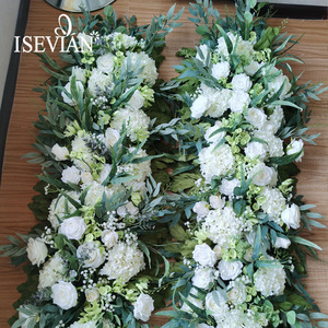 Lisian – chemin <span class=keywords><strong>de</strong></span> table à fleurs artificielles, <span class=keywords><strong>feuille</strong></span> blanche, fleur <span class=keywords><strong>de</strong></span> rose, chemin <span class=keywords><strong>de</strong></span> mariage - Product Image 3