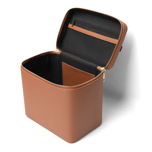 Borsa da Toilette <span class=keywords><strong>Professionale</strong></span> in Pelle PU Marrone, Grande Capacità, Organizer Cosmetico Portatile, Custodia per Prodotti di Bellezza da Donna - Product Image 3