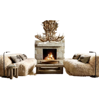 Canapé en peluche style luxe nordique, minimaliste moderne, avec structure en bois massif, trois places, avec housse en cachemire pour salon