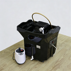 <span class=keywords><strong>Bac</strong></span> à shampoing mobile portable avec circulation d'eau thermostatique, lavabo de lavage de cheveux sur roulettes, en acrylique et métal, design moderne - Product Image 2
