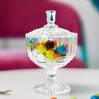 Pot en verre à bonbons en cristal gravé minimaliste de 200 ml avec pied pour buffet de mariage, rangement alimentaire de luxe pour cuisine