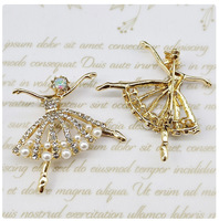 Broches personnalisées de haute qualité, broche en perles, danseuse de ballet, plaqué or, broches en perles