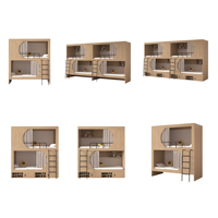 Litera de madera maciza de tamaño completo con cuatro cajones, barandilla de seguridad y escaleras para albergues juveniles, dormitorios y apartamentos para adultos.
