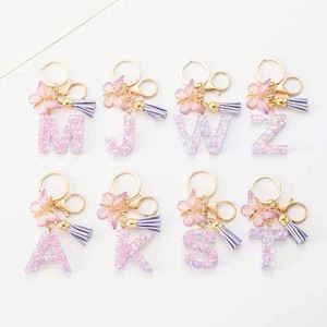 Alphabet Initial Letter Keychain Tassel Butterfly Pendant Key Ring Resin Alphabet Letter Keychains - Product Image 6