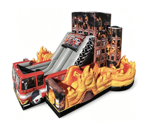 Toboggan gonflable sur le thème des camions de pompiers, toboggan gonflable géant commercial pour enfants, location pour événements