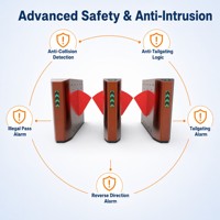Tourniquet à barrière rabattable avec contrôle d'accès RFID, code QR et reconnaissance faciale pour salle de sport et bureau, en acier inoxydable 304, certifié CE, OEM, garantie 1 an