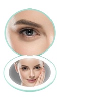Miroirs de voyage compacts personnalisés lumineux, petits miroirs de maquillage à LED grossissants 10X pour femmes et filles, cadeaux floraux pour les fêtes du thé