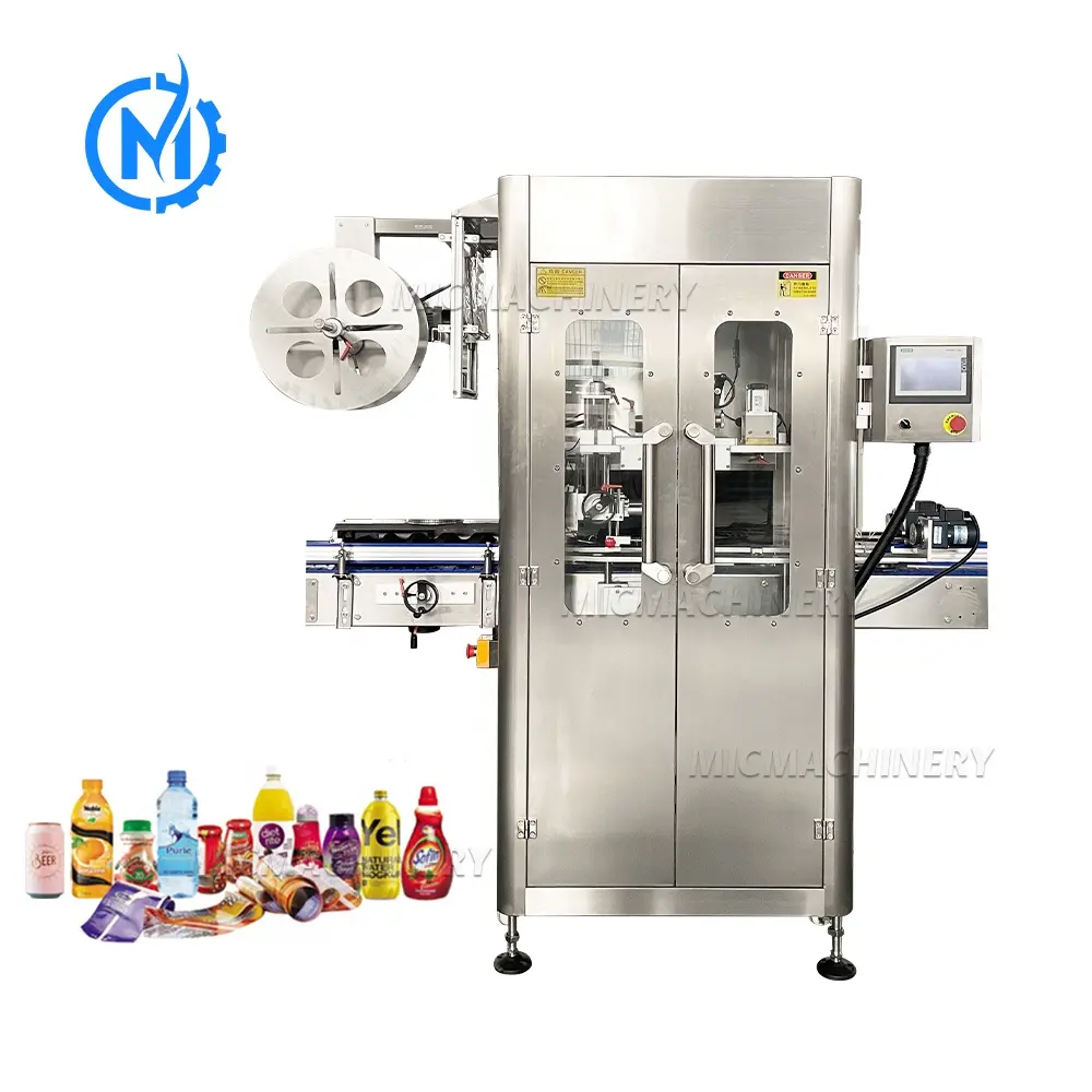 Price Automatic Heat Film Can Jars Plastic PET PVC Round Bottles Shrink Sleeve Labeling Machine