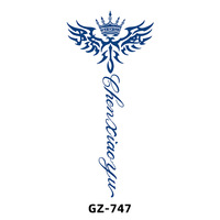 Pflanzlicher, umweltfreundlicher, semi-permanenter, wasserfester blauer Papier-Transfer-Tattoo-Aufkleber mit individuellem Logo und sexy, modischem Design