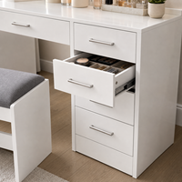 Miroir blanc professionnel moderne avec 3 modes d'éclairage, table de maquillage, table de toilette, panneau en acier inoxydable, chambre à coucher, hôtel