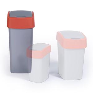 Cestino per Rifiuti Flip Bin 50 L Grigio con Coperchio Rosso Design Minimalista Multiuso - Product Image 1