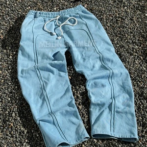 Custom Logo Heavy Weight 100%Cotton Streetwear <b>Jogger</b> <b>Loose</b> Drawstring Elastic Waist Outfit Sweatpants for <b>Mens</b> - Product Image 1