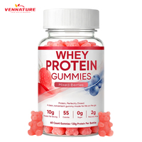 Gummies protéinés végétaliens 120g par bouteille 60 unités sans sucre saveur fraise complément alimentaire