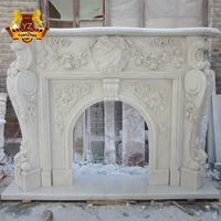 Cheminée électrique décorative en marbre blanc, prix d'usine, Style français, cheminée sculptée à la main, manteau en marbre à vendre