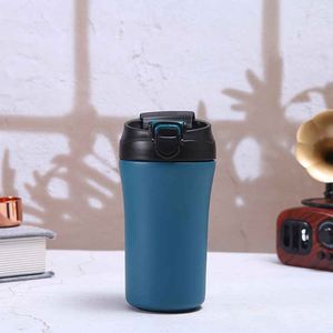 Gobelet isotherme en acier inoxydable avec couvercle, rouge, bleu, noir, turquoise, blanc, design minimaliste - Product Image 5