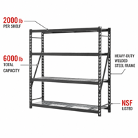 LONGWIN Étagère de rangement multi-niveaux en acier à 4 niveaux, moderne, pour boutique, vente en gros, type plateau, supermarché, noire, anti-corrosion, palette en carton