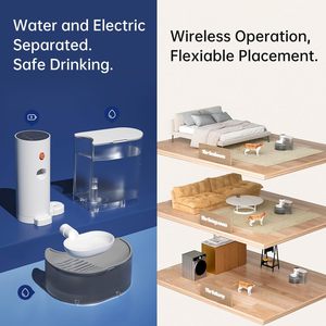Fontaine à eau automatique intelligente pour chat, sans fil, luxueuse, alimentée par batterie, avec séparation eau propre/eau sale et fonction de charge - Product Image 4