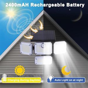 Lámpara Solar de Seguridad de Nueva Generación con 333 LED, Sensor de Movimiento, 3 Cabezales, Reflector LED para Casa, Terraza, Valla, Jardín, Patio, Garaje - Product Image 3